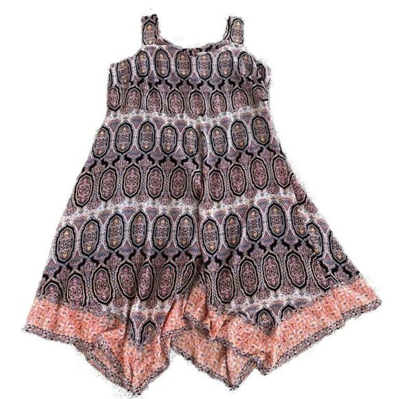 Catherines Women Dress Plus 1X Colorful Flowy Chiffon Feminine Boho Hippie Relax - Picture 1 of 8